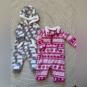 TWO Cozy 3m One Piece Outfits- excellent like new condition (more photos)